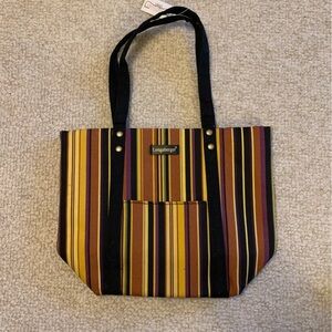 Longaberger 100% cotton multicolor striped small canvas tote bag